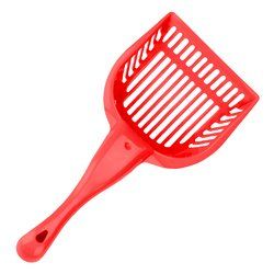 Red Cat Litter Scoop with Reinforced Comfort Handle