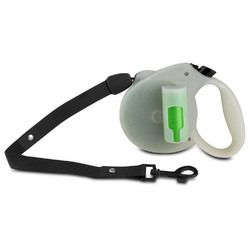 PAW Bio Retractable Leash with Green Pick-up Bags, Glow in the dark