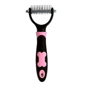 Stainless Pet Supplies Dogs Grooming Dematting Tools Massage Combs Brush-Pink