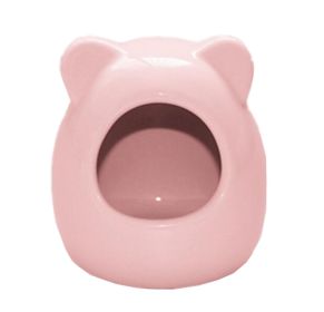 Pet Supplies Small Animals Habitat Decor Hamster House/Little Chinchilla Habitat/Ceramic Cottage 7.5x8CM (Pink)