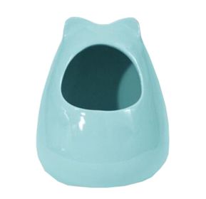 Pet Supplies Small Animals Habitat Decor Hamster House/Little Chinchilla Habitat/Ceramic Cottage 18x22CM (Blue)