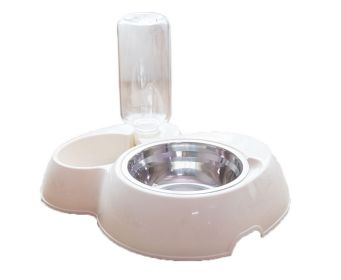 Dog Food Bowl Pet Bowl Dog Feeders Automatic Water Supply Feeding Bowls White