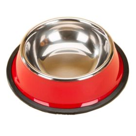 Stainless Steel Outdoors/Travel Dog Bowl Feeding Tray Cat Food Bowl, Red