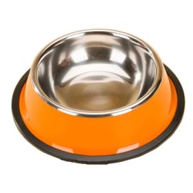 Stainless Steel Cat Food Bowl Pet Bowl Feeding Tray Dog Bowl, Orange