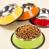 Stainless Steel Cat Food Bowl Pet Bowl Feeding Tray Dog Bowl, Orange
