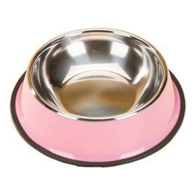 Stainless Steel Dog Bowl Cat Food Bowl Pet Bowl Feeding Tray, Pink