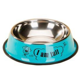 Random Pattern Cute Stainless Steel Feeding Tray Dog Bowl Food Bowl Pet Bowl, Blue