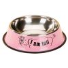 Random Pattern Cute Stainless Steel Feeding Tray Dog Bowl Food Bowl Pet Bowl,  Pink