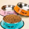 Random Pattern Cute Stainless Steel Food Bowl Pet Bowl Feeding Tray Dog Bowl, Orange