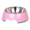 Separable Stainless Steel Puppy Feeders Pet Bowl Feeding Tray Dog Bowl, Pink