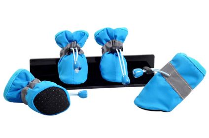 4 Pcs Cute Candy Color Pet Dog Puppy Shoes Boots Rain Boots Lake BLUE, NO.2