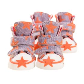 Fashion Pets Boots Orange Color Dogs Canvas Shoes Star Pattern