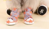 Fashion Pets Boots Orange Color Dogs Canvas Shoes Star Pattern