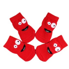 [RED EYES] Lovely Pets' Paw Protectors Cute Dogs' Socks 4PCs 2L(40*110cm)