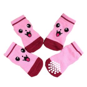 [RED]Smile Face Lovely Pets' Paw Protectors Cute Dogs' Socks 4PCs 2L(40*110cm)