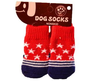 Pet Socks - Pet-Slip Bottom Pad Multicolor Variety Scratch Furniture--Red Star