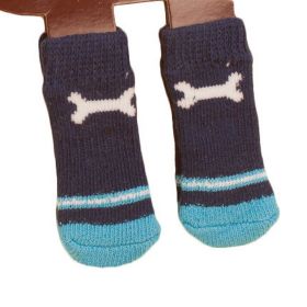 Pet Socks-Pet-Slip Bottom Pad Multicolor Variety Scratch Furniture--Blue Bones