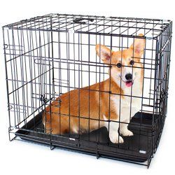 42" X-LARGE Dual-Door Folding Pet Crate with Removable Liner