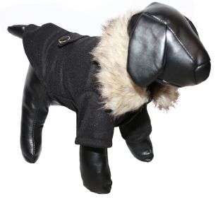 Buttoned 'Coast-Guard' Fashion Faux-Fur Collared Wool Pet Coat (size: medium)