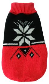 Snow Flake Cable-Knit Ribbed Fashion Turtle Neck Dog Sweater (size: medium)