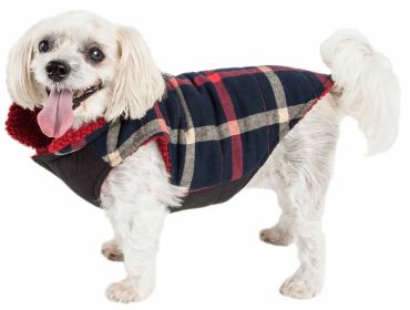 Pet Life  'Allegiance' Classical Plaided Insulated Dog Coat Jacket (size: Large, Blue)