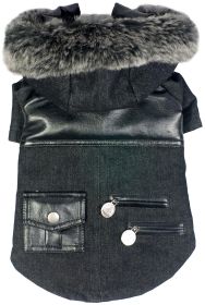 Ruff-Choppered Denim Fashioned Wool Pet Coat (size: small)