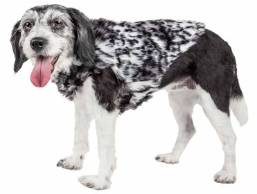 Pet Life  Luxe 'Paw Dropping' Designer Gray-Scale Tiger Pattern Mink Fur Dog Coat Jacket (size: medium)