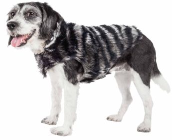 Pet Life  Luxe 'Chauffurry' Beautiful Designer Zebra Patterned Mink Fur Dog Coat Jacket (size: medium)