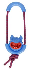 Pet Life Sling-Away Treat Dispensing Launcher With Natural Jute, Squeak Rubberized Dog Toy (Color: Color Red)