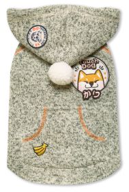 Touchdog Hippie Embellished Designer Sleeveless Pompom Pet Dog Hooded Sweater (Color: Olive Green, size: large)