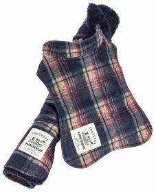 Touchdog  2-In-1 Tartan Plaided Dog Jacket With Matching Reversible Dog Mat (size: X-Small, Navy)