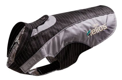 Dog Helios 'Reflecta-Bolt' Sporty Performance Tri-Velcro Waterproof Pet Dog Coat Jacket W/ Blackshark Technology (Color: Black / Grey, size: large)