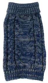 Classic True Blue Heavy Cable Knitted Ribbed Fashion Dog Sweater (size: X-Small)
