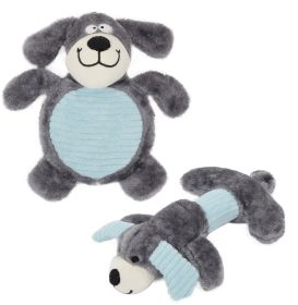 Pet Life Cozy Play Plush 2 Set Of Matching Squeaking Chew Dog Toys (Color: Color Grey/Blue)